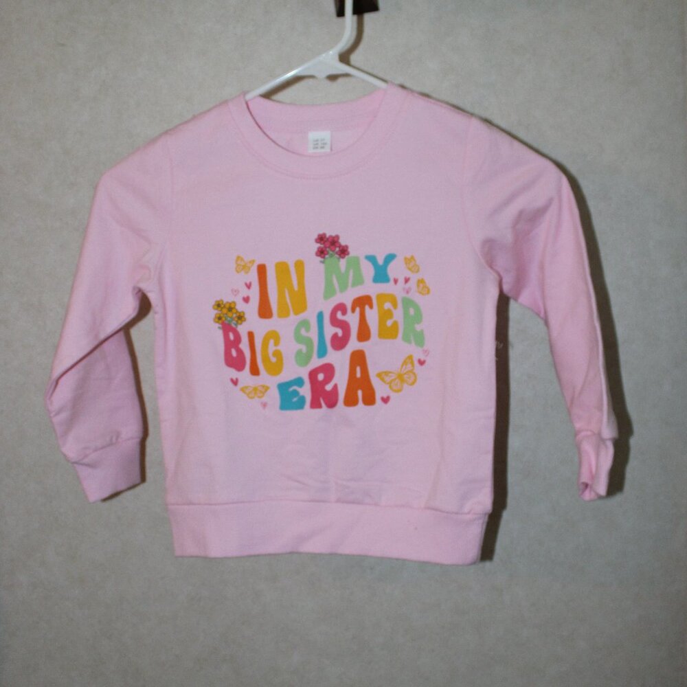 Toddler Girls’ “Big Sister Era” Long-Sleeve Top – Size 3T